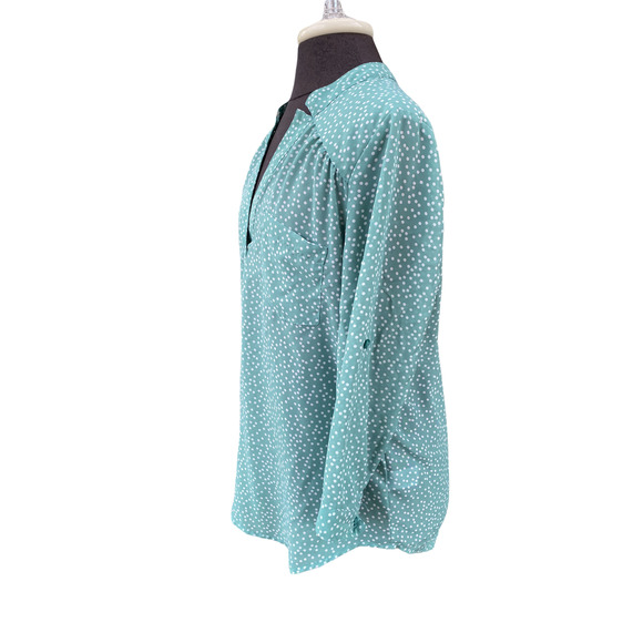 Maurices mint green with polka dots sheer blouse - Picture 2 of 6